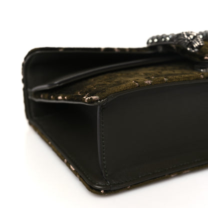 Gucci Velvet Moon Calfskin Crystal GG Monogram Small Dionysus Shoulder Bag  Dark Olive Rose Gold 9 of 11