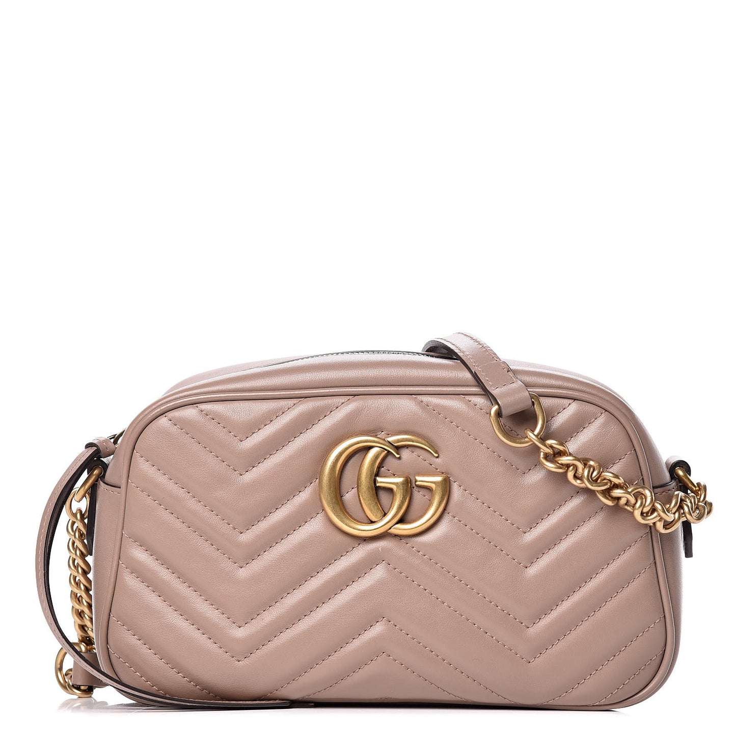 Calfskin Matelasse Small GG Marmont Chain Shoulder Bag Taupe