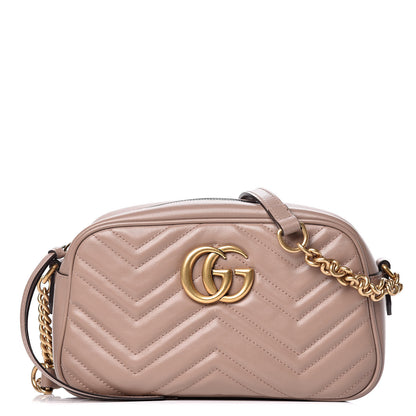 Gucci Calfskin Matelasse Small GG Marmont Chain Shoulder Bag Taupe 1 of 9