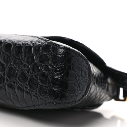 Balenciaga Shiny Super Supple Calfskin Crocodile Embossed Small XX Flap Stretch Bag Black 8 of 9