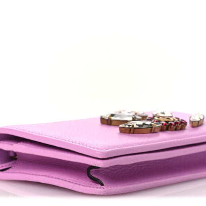 Gucci Calfskin Marquise Crystals Mini GG Chain Wallet Malva 8 of 9