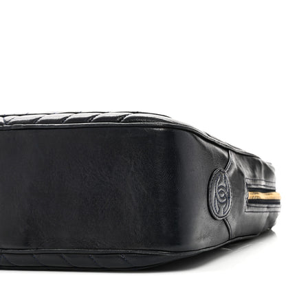 Chanel Lambskin Chevron Quilted Camera Case Navy 10 of 10