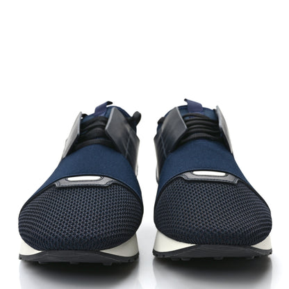 Balenciaga Mesh Calfskin Neoprene Suede Mens Race Runner Sneakers 42 Bleu Nuit 2 of 9