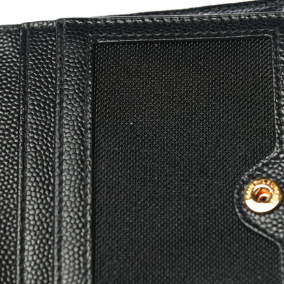 Saint Laurent Grain De Poudre Matelasse Chevron Monogram Zipped Card Case Black 11 of 22