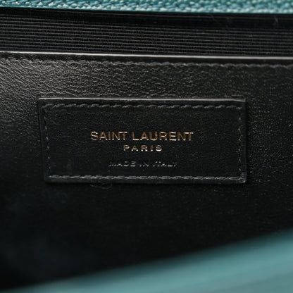 Saint Laurent Grain De Poudre Textured Mixed Matelasse Triquilt Medium Monogram Satchel Sea Turquoise 6 of 11