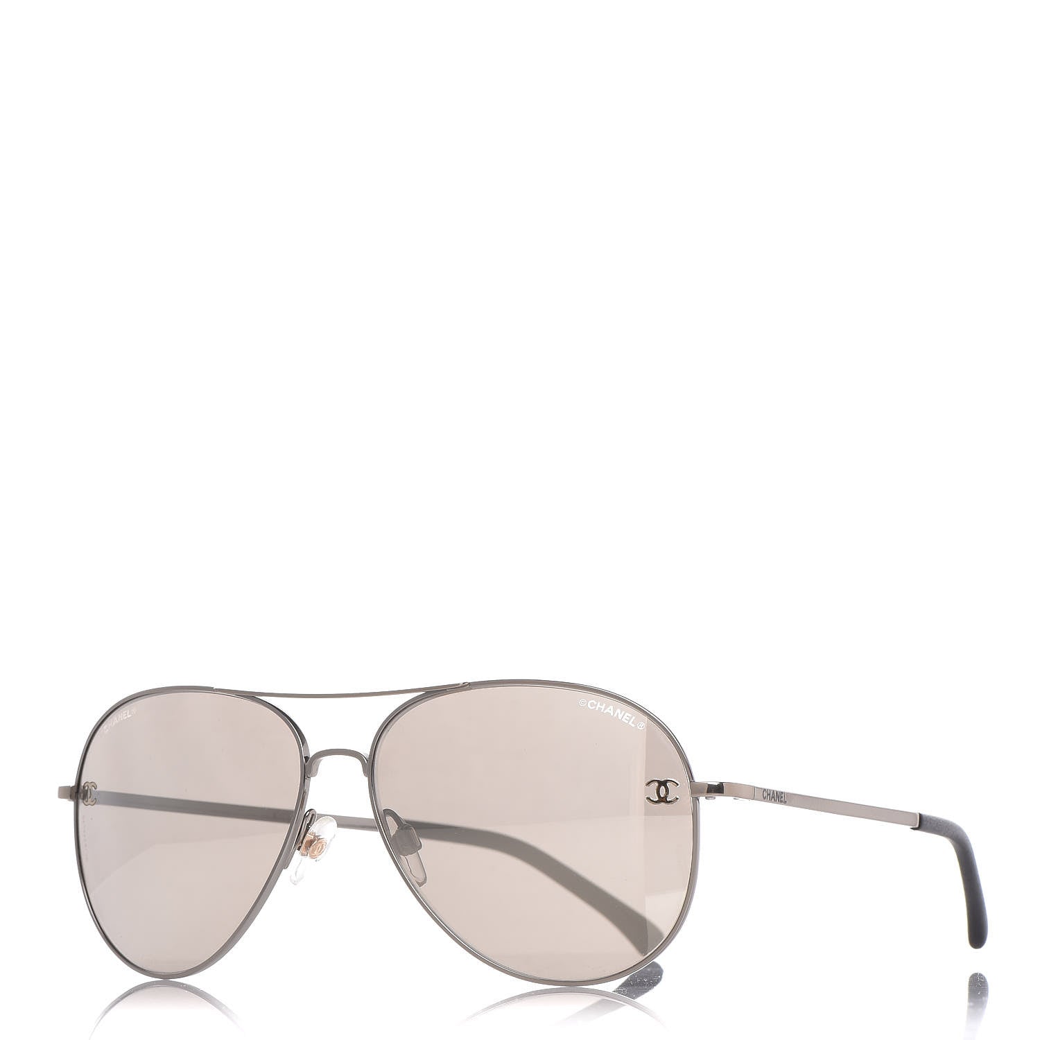 Chanel Metal Aviator CC Sunglasses 4189-T-Q Silver 1 of 8