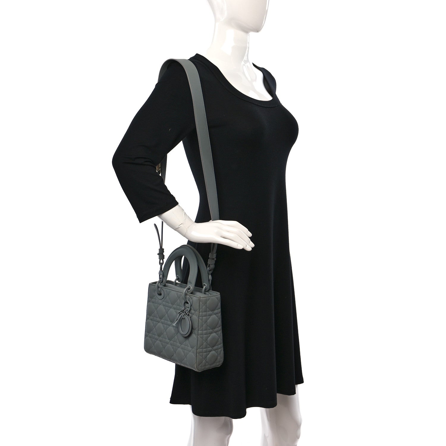 Christian Dior Lambskin Cannage Small My ABCDior Lady Dior Grey 2 of 12