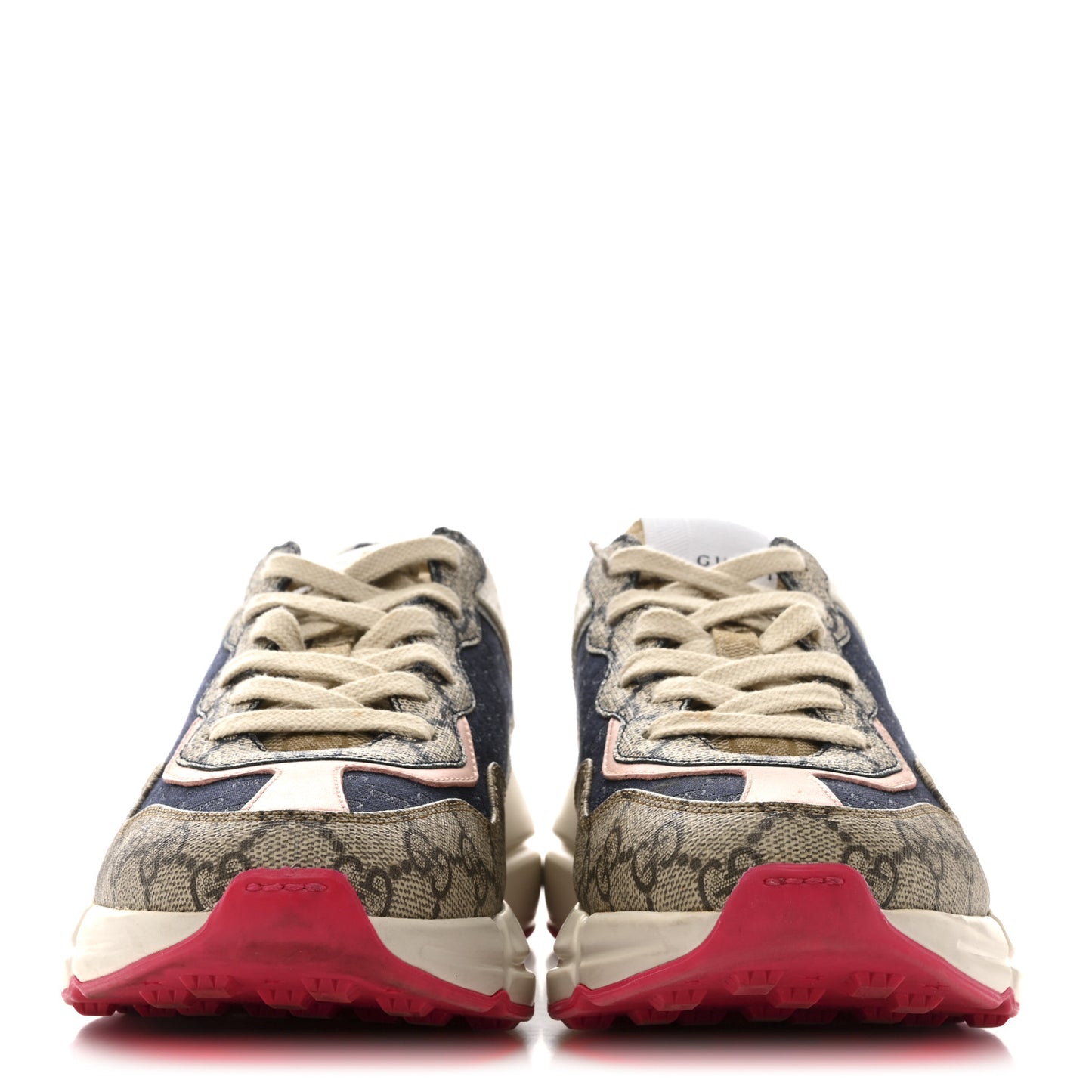GG Supreme Monogram Mix Monogram Womens Rhyton Sneakers 37.5 London Blue Beige Pale Pink