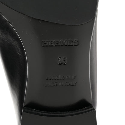 Hermes Calfskin Womens Paris Loafers 36 Black White 6 of 9