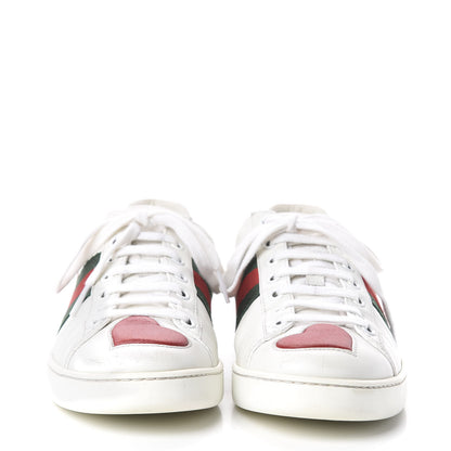Gucci Calfskin Web Heart Embroidered Womens Ace Sneakers 37 White 2 of 6