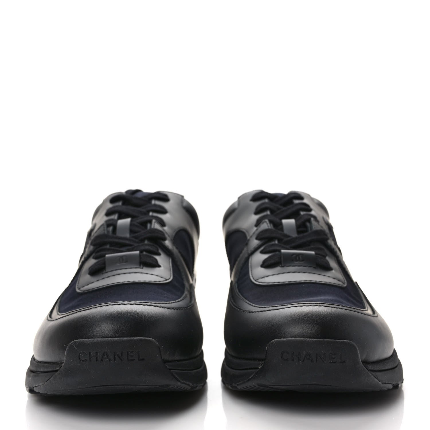 Chanel Calfskin Lambskin Mens CC Uniform Sneakers 45 Black 2 of 8