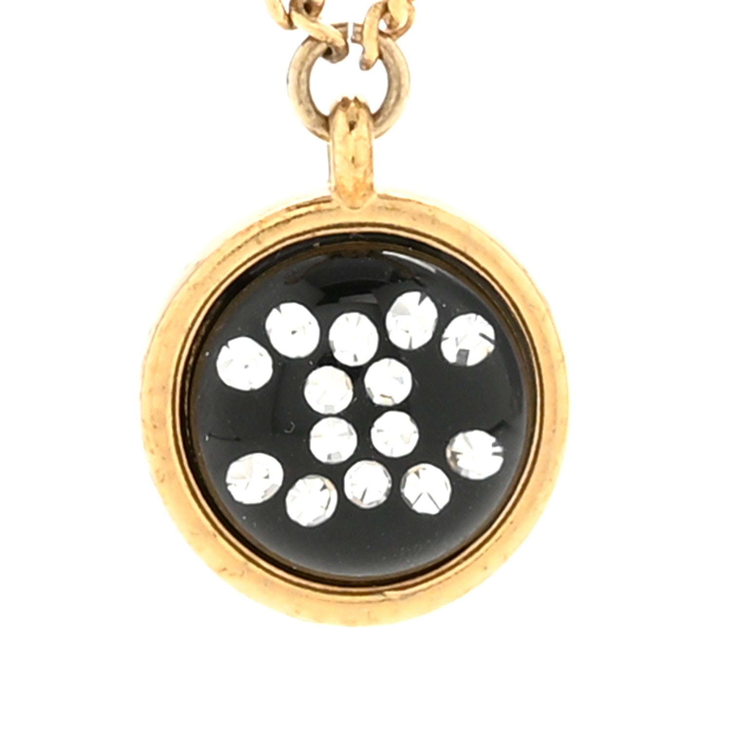 Chanel Metal Resin Enamel Crystal CC Long Necklace Gold Black 4 of 6