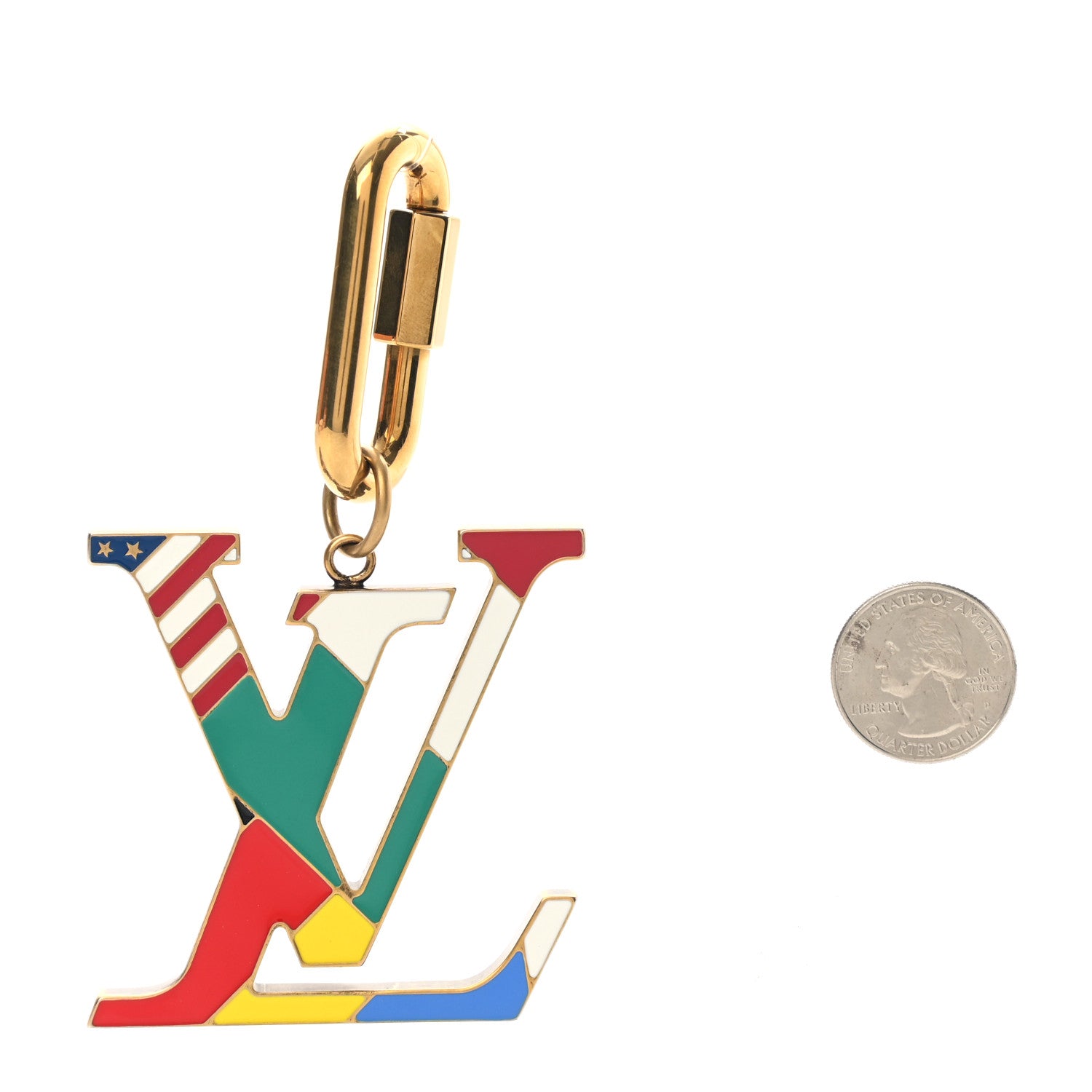 Louis Vuitton Enamel LV Flag Bag Charm Key Holder Multicolor 2 of 5