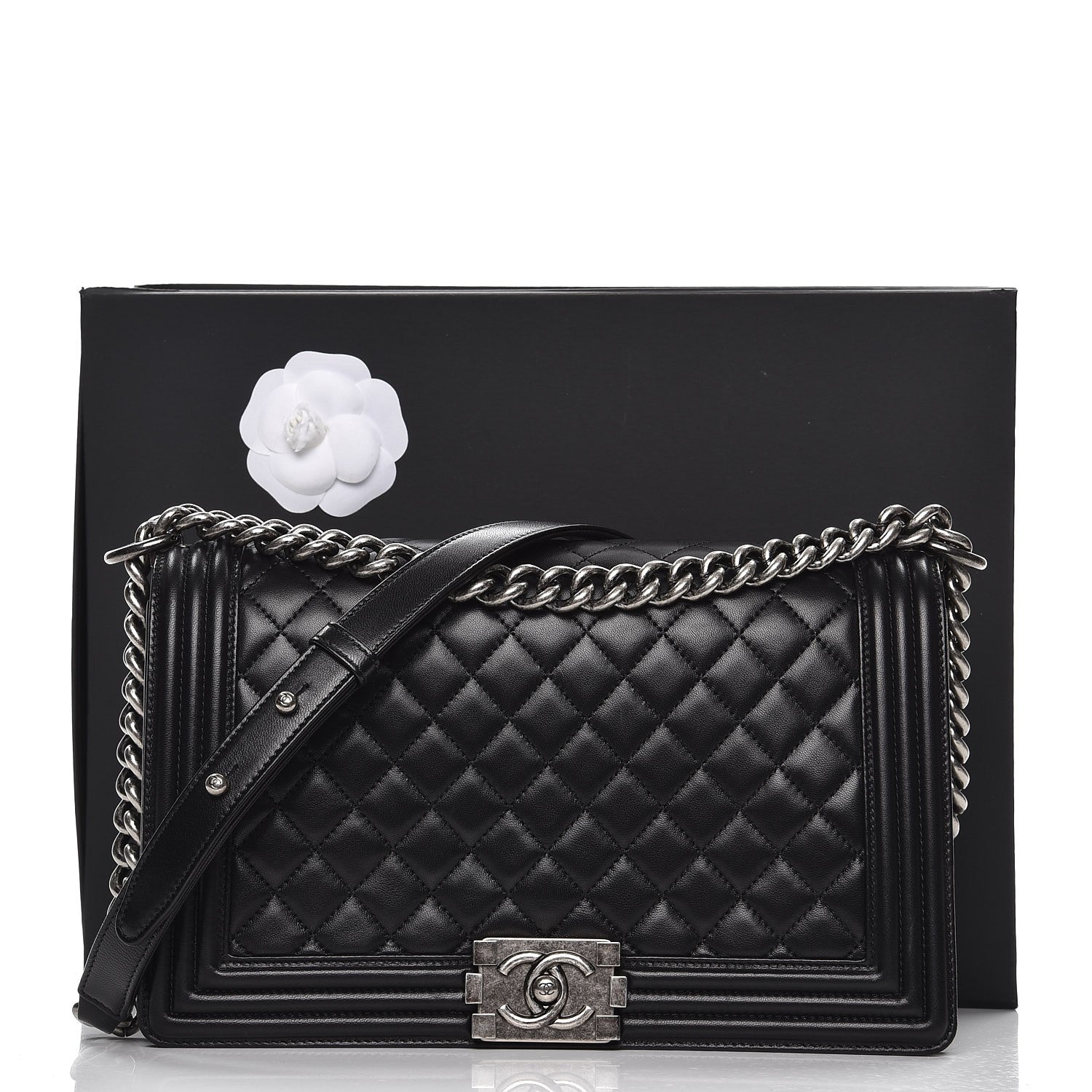 Chanel Lambskin Quilted New Medium Boy Flap Black 8 of 8
