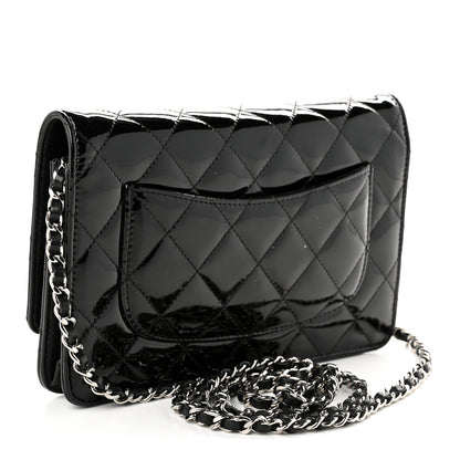 Chanel Patent Quilted Wallet On Chain WOC Black 2 of 10