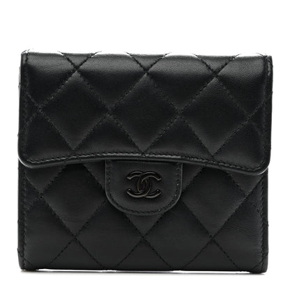 Chanel Lambskin Quilted Compact Flap Wallet So Black 1 of 8