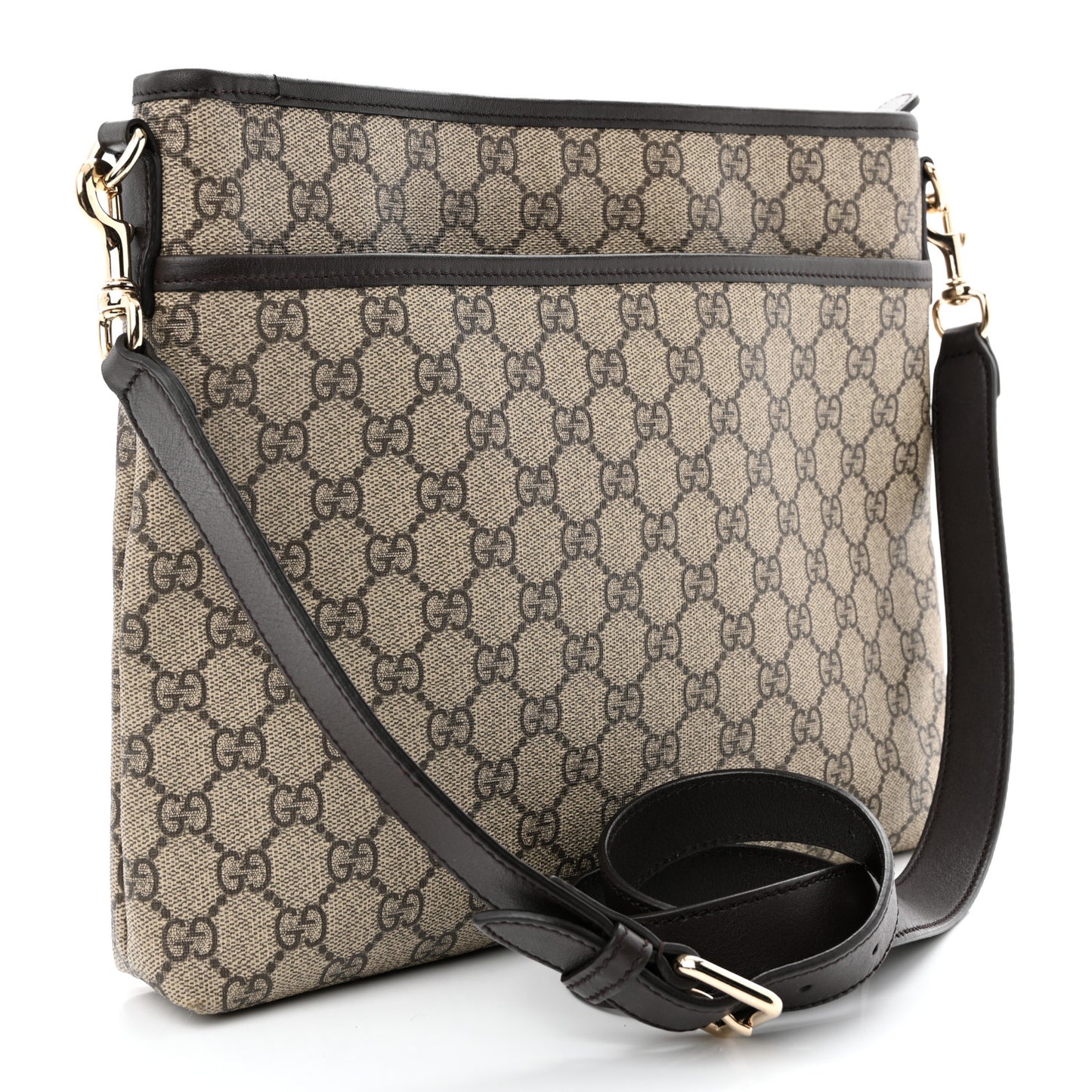GG Plus Monogram Medium Flat Messenger Bag Dark Brown