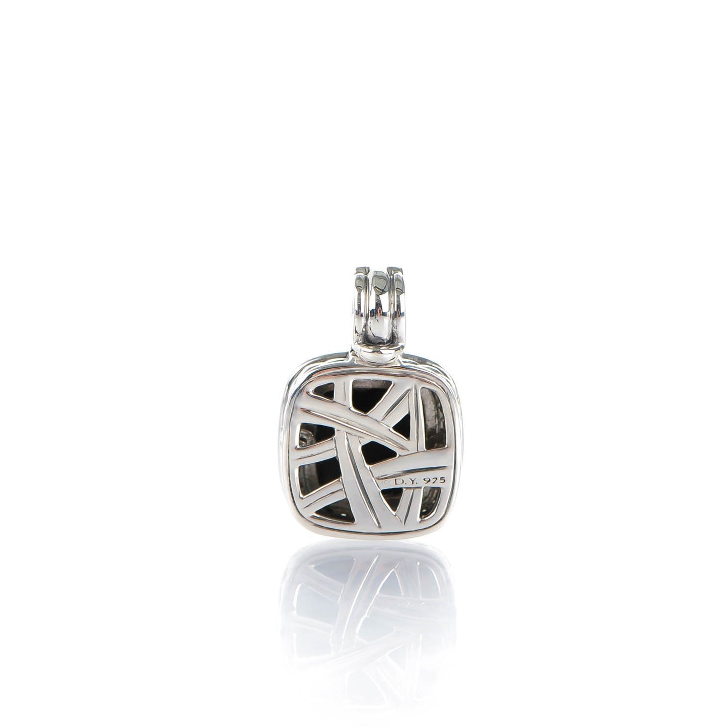Sterling Silver Pave Diamond Black Onyx 11mm Albion Enhancer Pendant