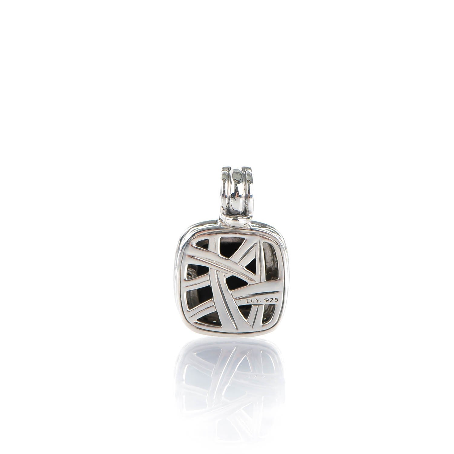 David Yurman Sterling Silver Pave Diamond Black Onyx 11mm Albion Enhancer Pendant 3 of 4