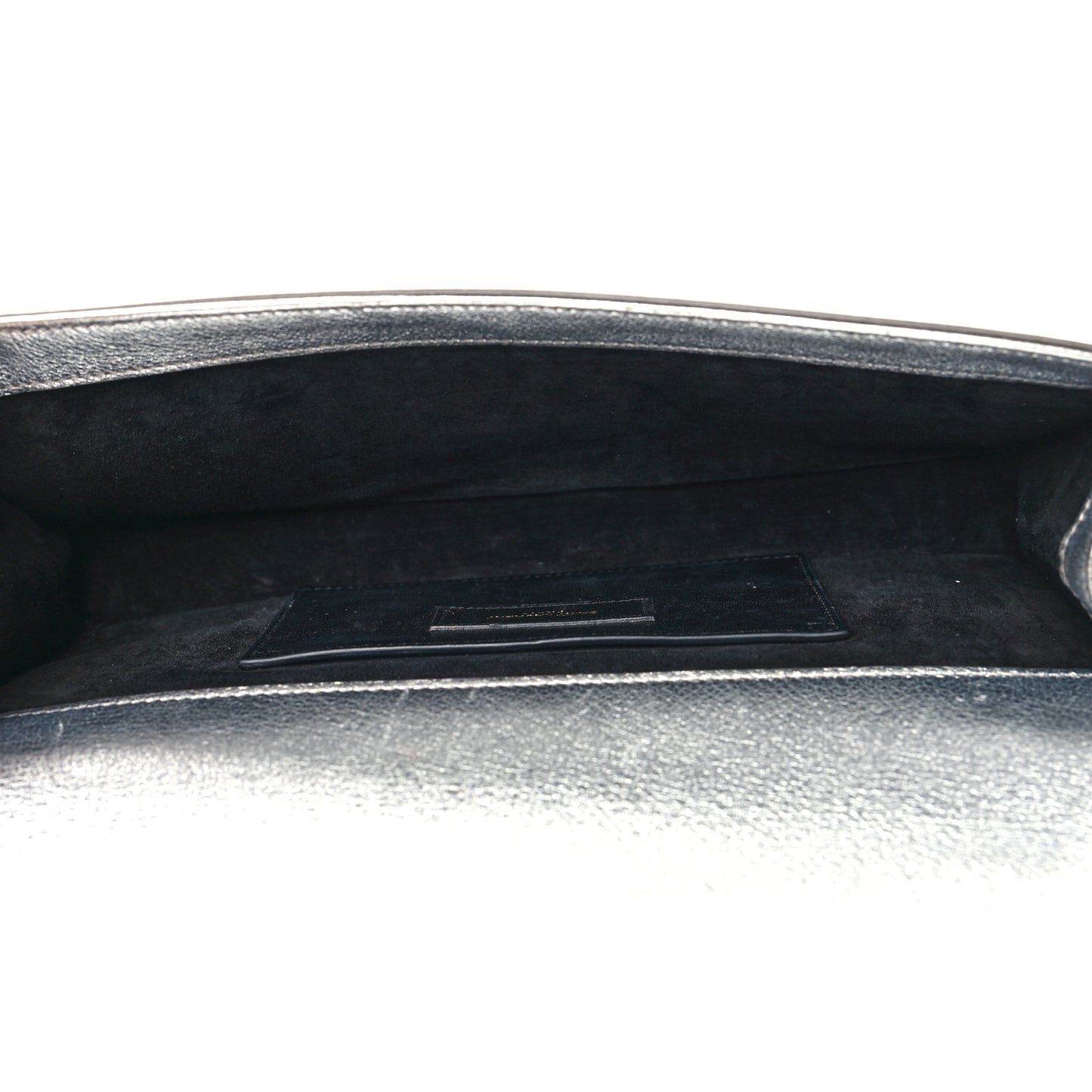 Textured Metallic Calfskin Classic Monogram Cassandre Clutch Silver