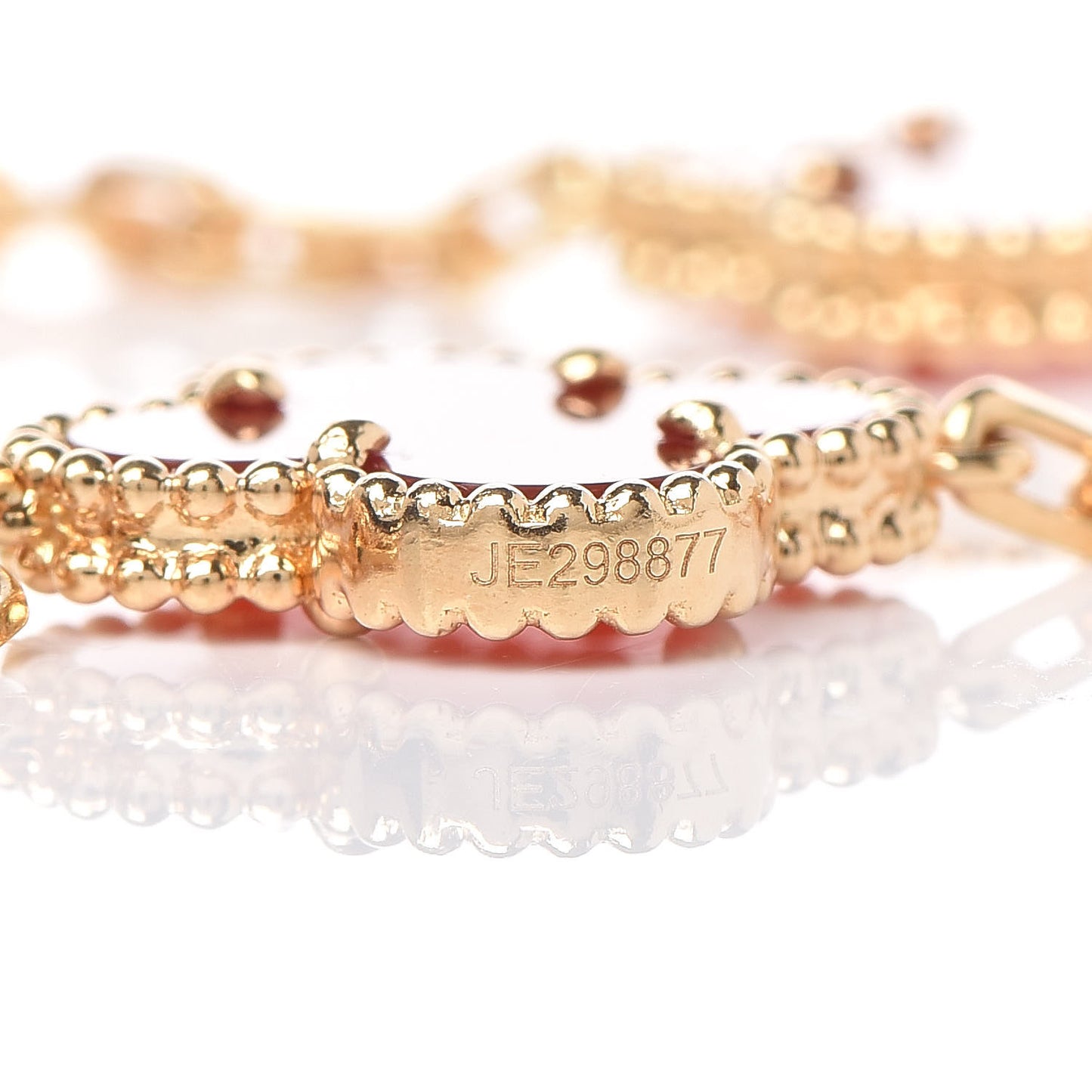 18K Yellow Gold Carnelian 5 Motifs Vintage Alhambra Bracelet