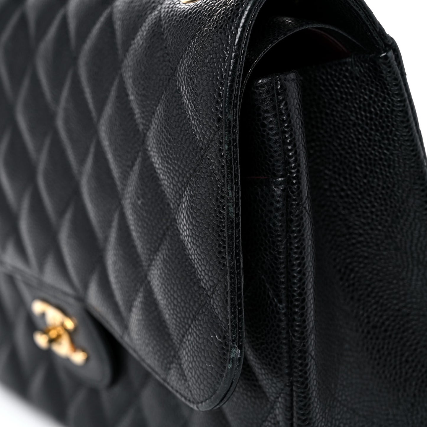 Caviar Quilted Jumbo Double Flap Black
