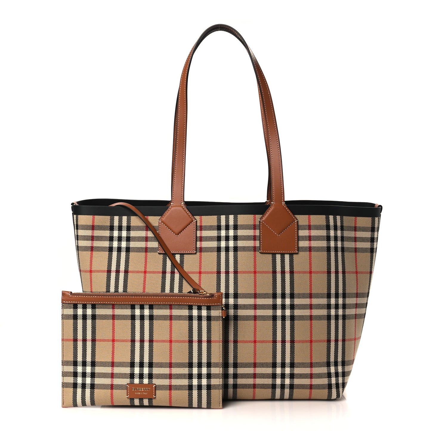 Cotton Vintage Check Medium London Tote Bag Briar Brown Black