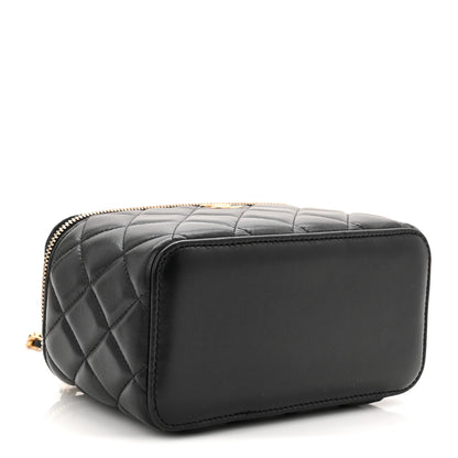 Chanel Lambskin Quilted Small Top Handle Vanity Case With Chain Black 4 of 11