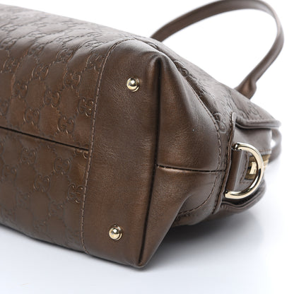Gucci Metallic Guccissima Heart Bit Charm Dome Satchel Bronze 12 of 22