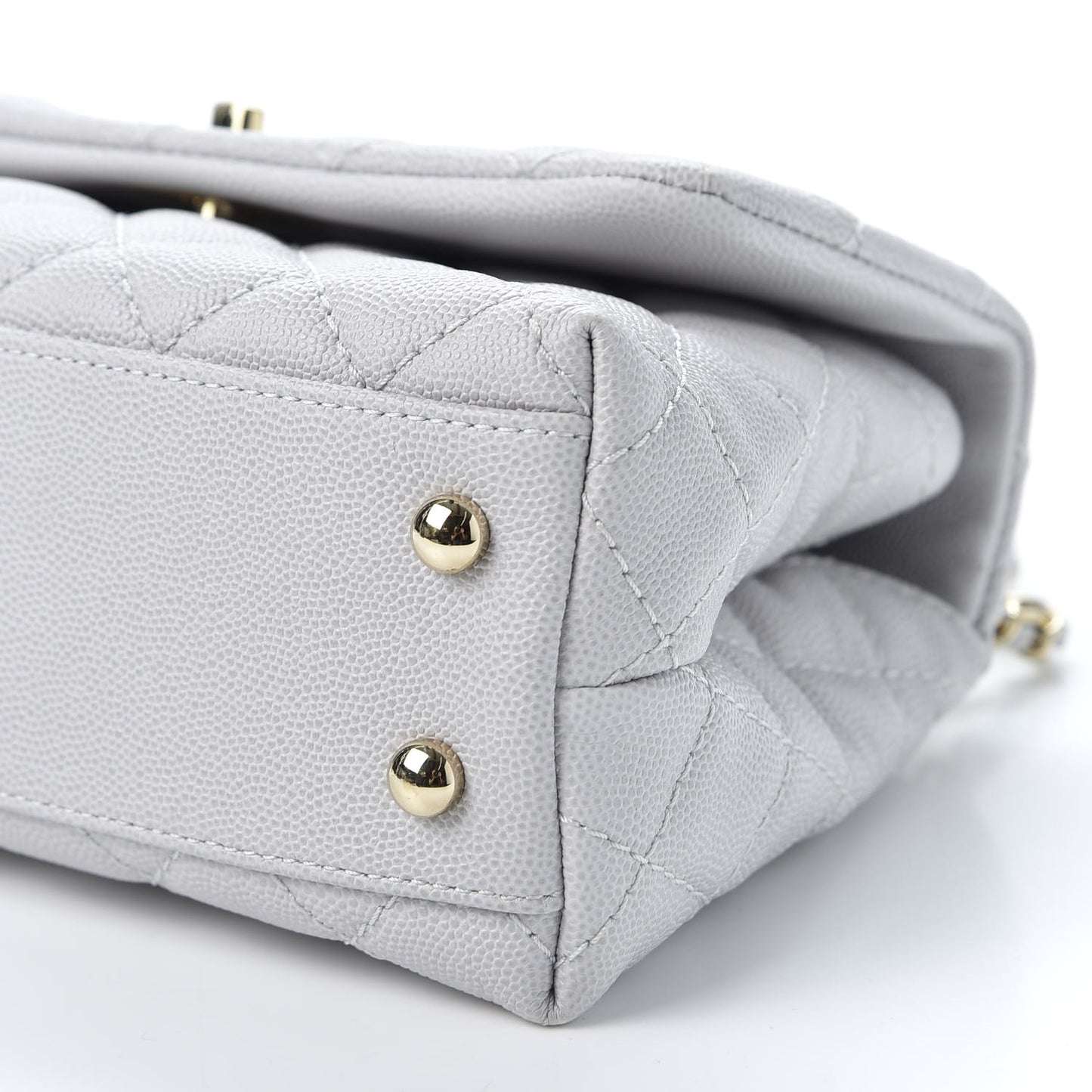 Caviar Quilted Mini Coco Handle Flap Light Grey