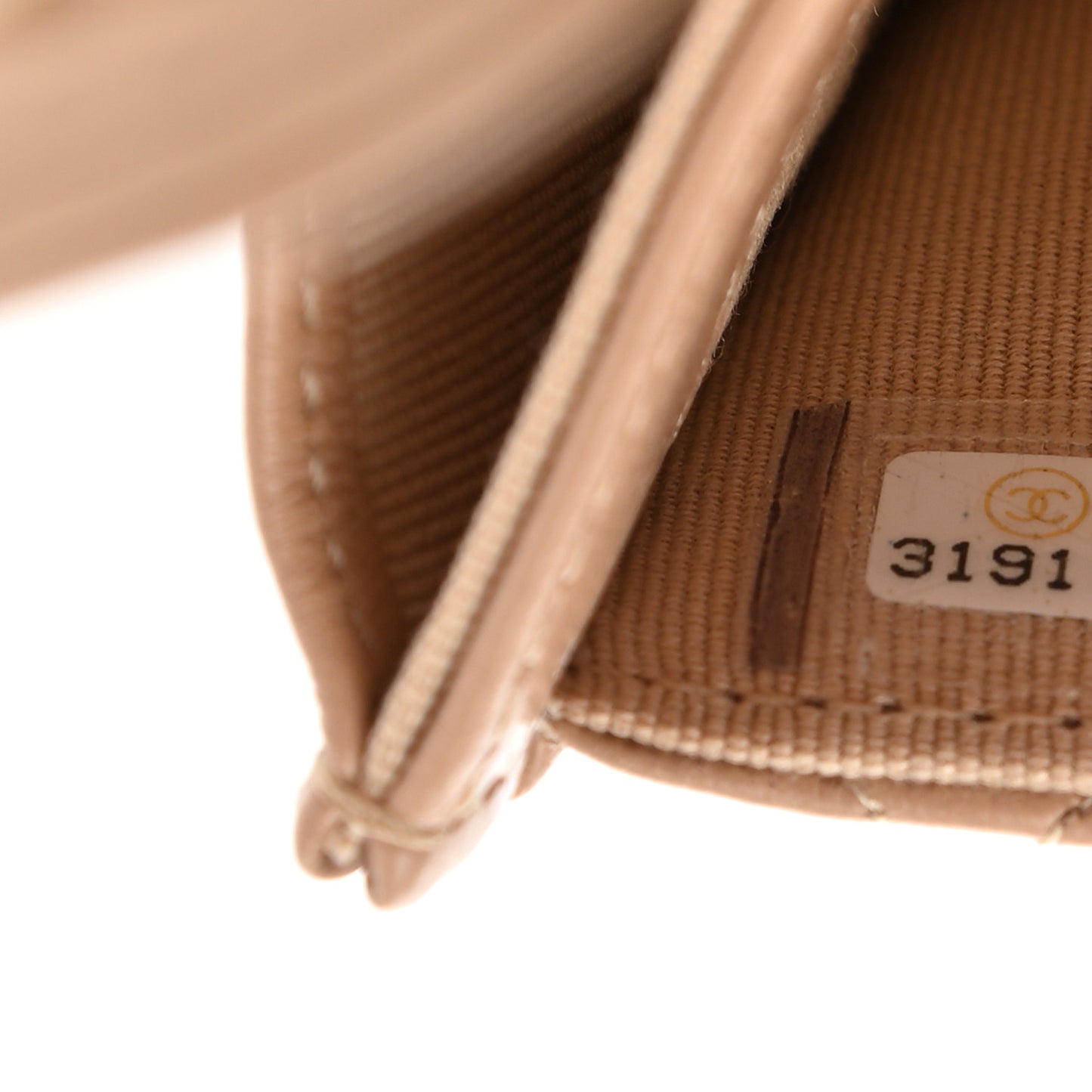 Lambskin Quilted Flap Card Holder Wallet Beige
