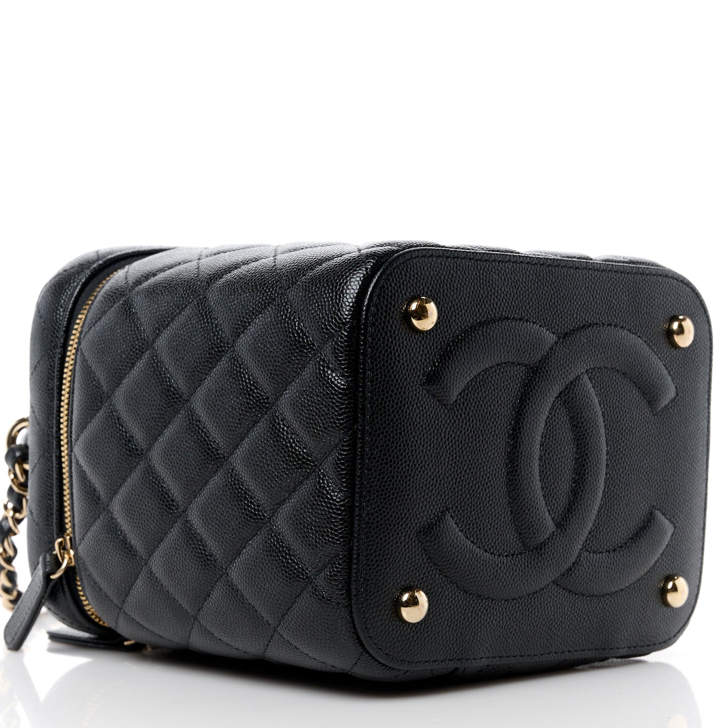 Chanel Caviar Quilted Small Top Handle Vanity Case With Chain Black 9 of 11