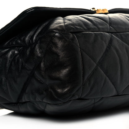 Chanel Shiny Goatskin Quilted Maxi Chanel 19 Flap Black 9 of 14