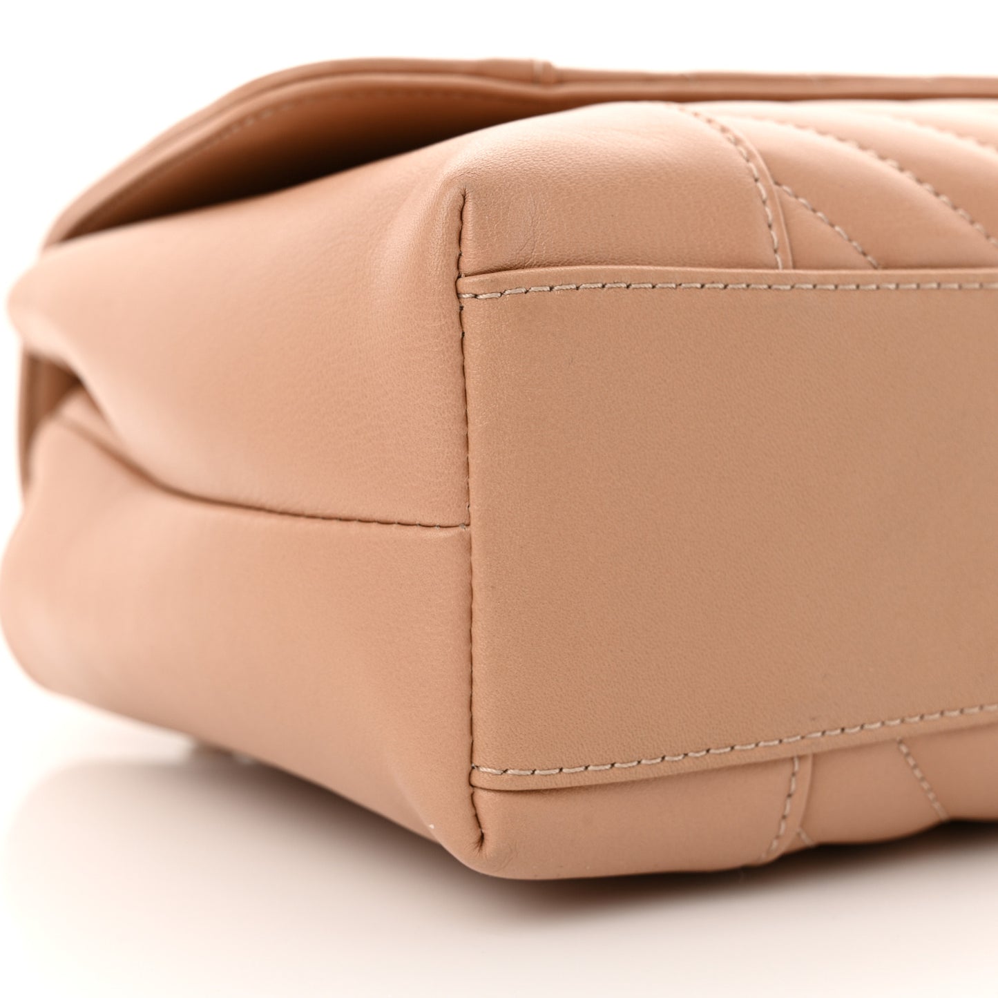 Calfskin Quilted Medium Daily Chevron Flap Beige