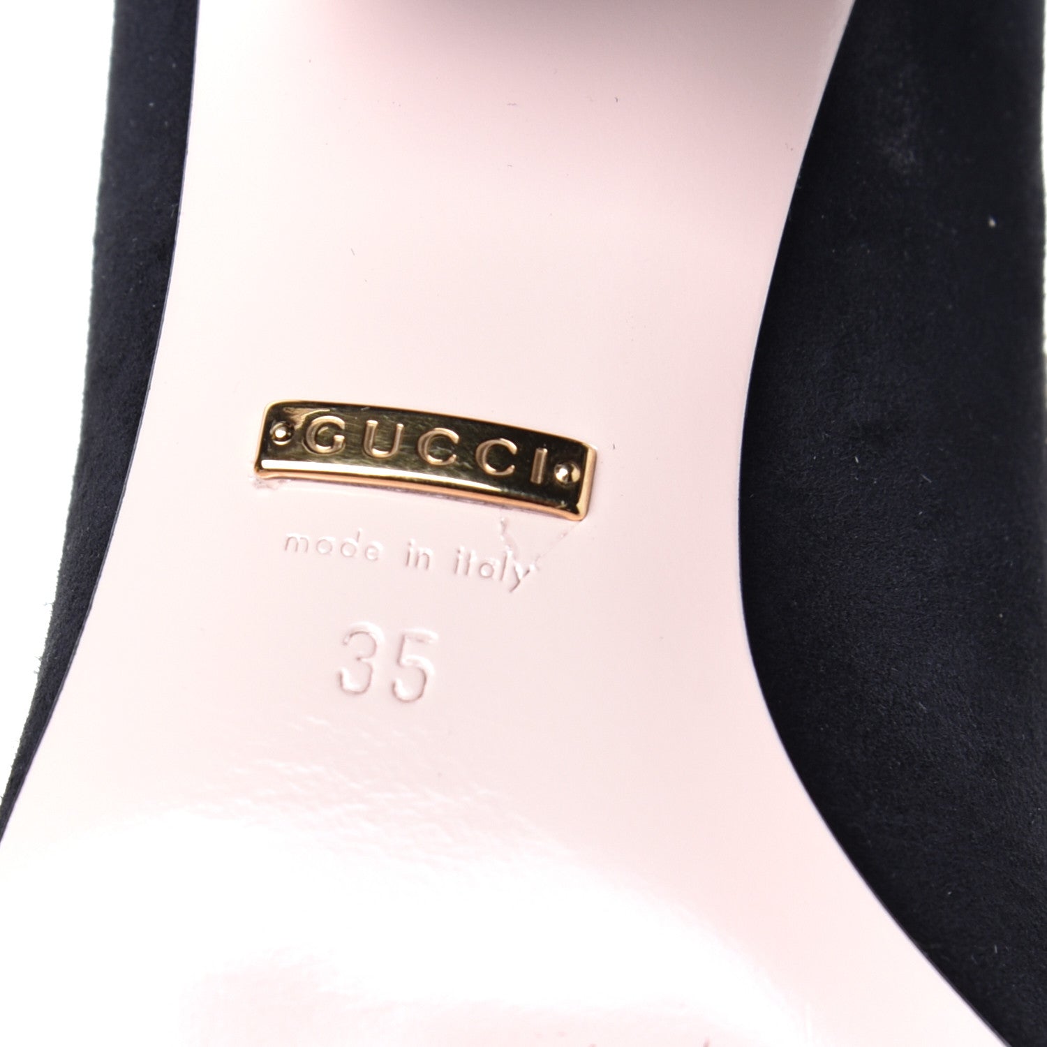 Gucci Kid Scamosciato Crystal GG Marmont Fringe 50mm Loafer Pumps 35 Black 8 of 9