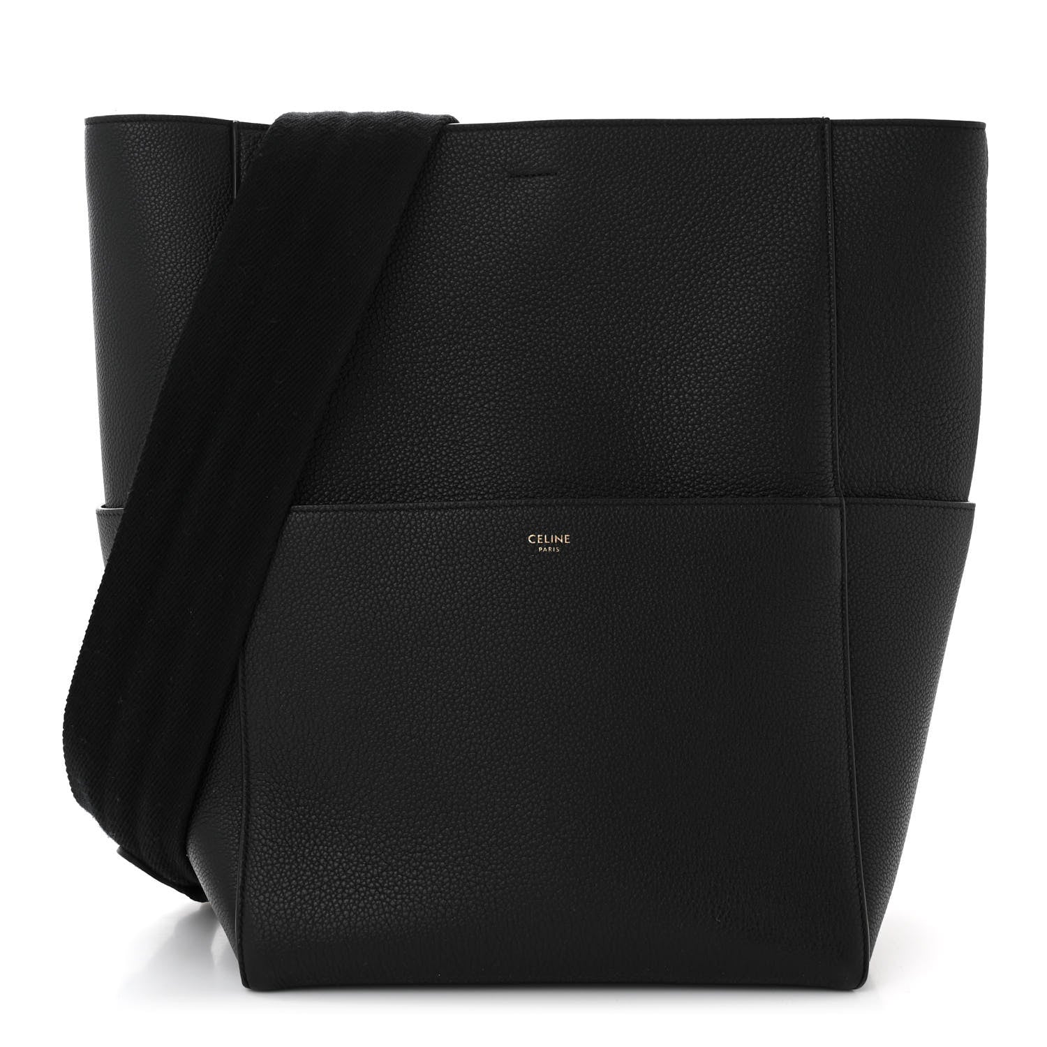 Celine Soft Grained Calfskin Sangle Bucket Bag Black 1 of 9