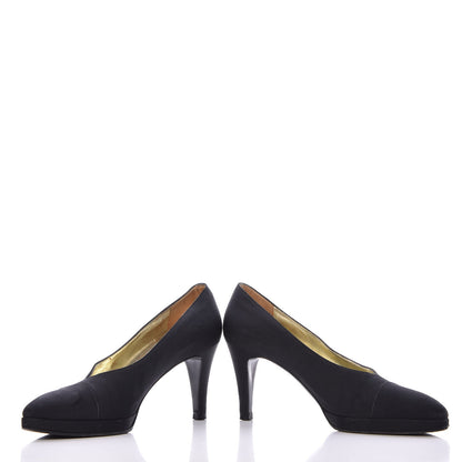 Chanel Grosgrain Cap Toe Pumps 37.5 Black 5 of 19