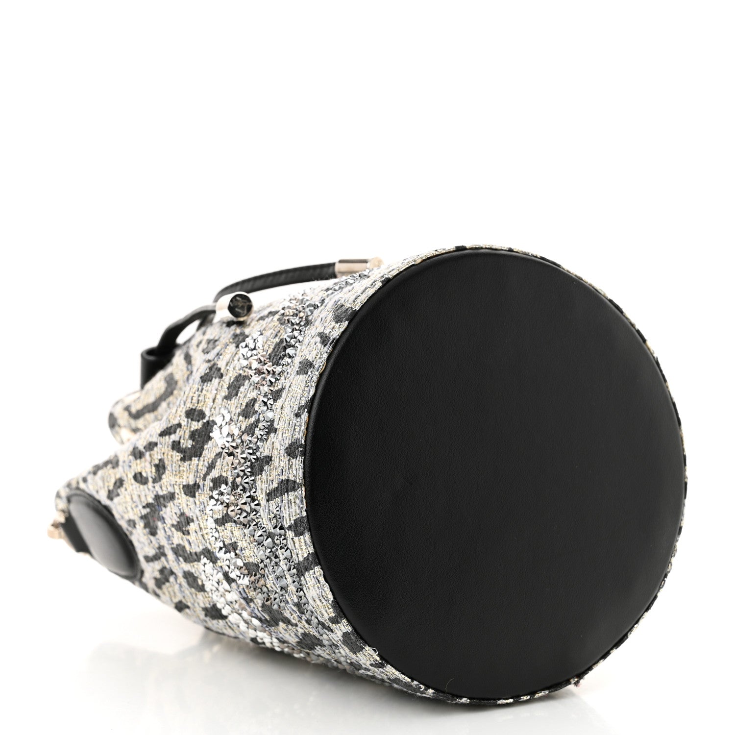 Christian Louboutin Tweed Crystal Leopard Print Marie Jane Bucket Silver 4 of 10