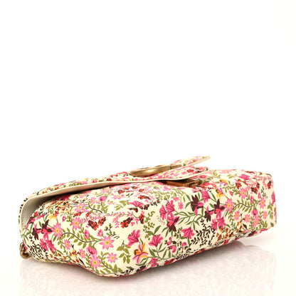 Gucci Cotton Calfskin Matelasse Floral Print Small GG Marmont Shoulder Bag Ivory Pink 4 of 12