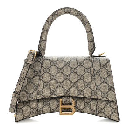 Balenciaga X GUCCI GG Supreme Monogram Small Hourglass Top Handle Bag Beige Ebony 1 of 11