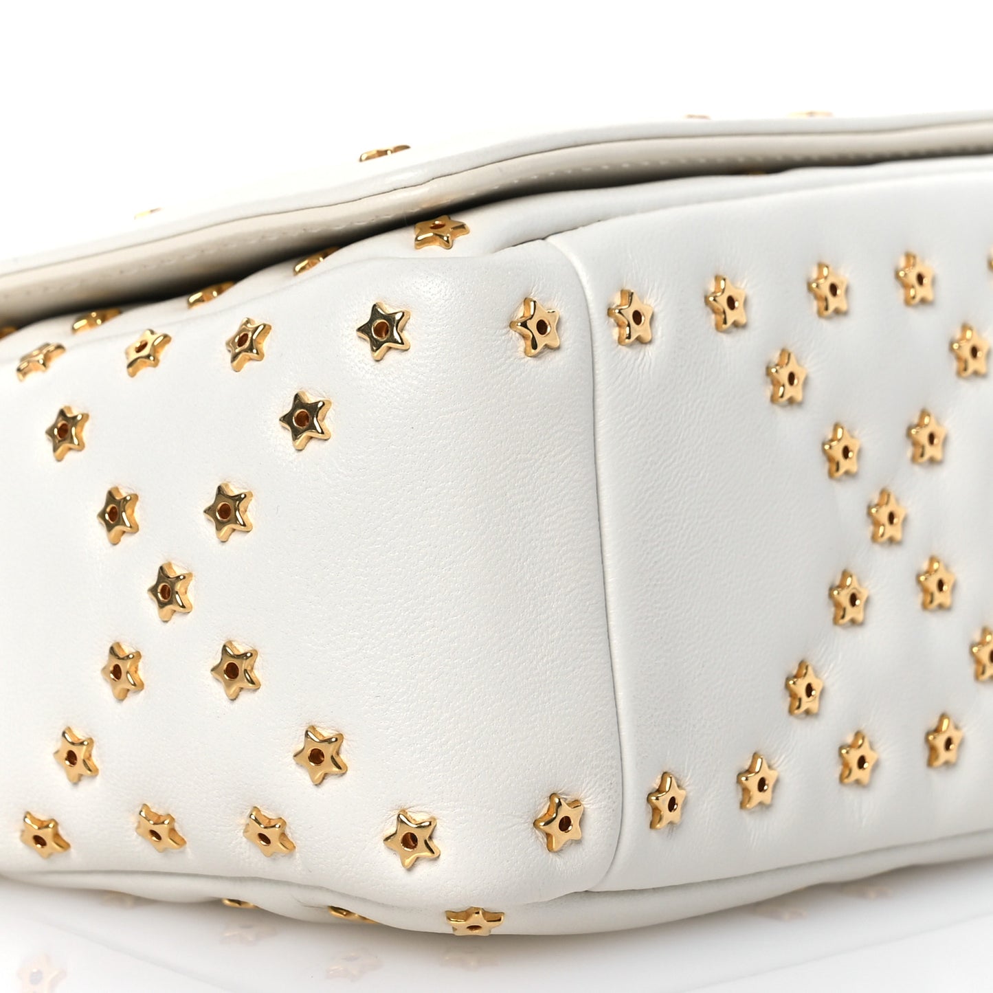 Calfskin Star Motif Macrocannage Caro Bag Latte
