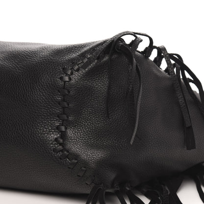 Valentino Garavani Grained Calfskin C-Rockee Fringe Tote Black 8 of 8