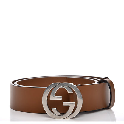 Gucci Selleria Calfskin Nickel Interlocking G 37mm Belt 95 38 Cuir 1 of 6