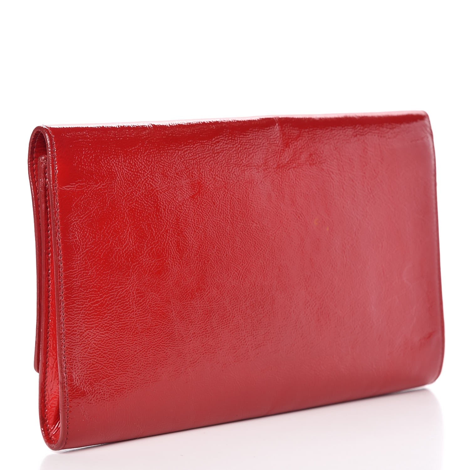 Saint Laurent Textured Patent Monogram Large Belle De Jour Clutch Red 3 of 7