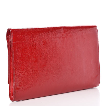 Saint Laurent Textured Patent Monogram Large Belle De Jour Clutch Red 3 of 7