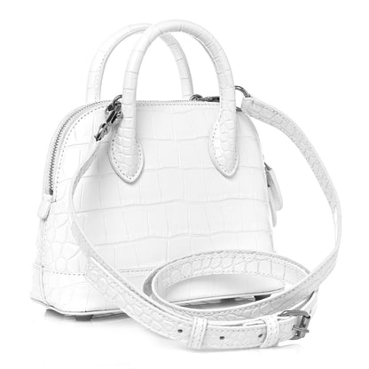 Balenciaga Calfskin Crocodile Embossed XXS Ville Top Handle Bag White Black 2 of 18
