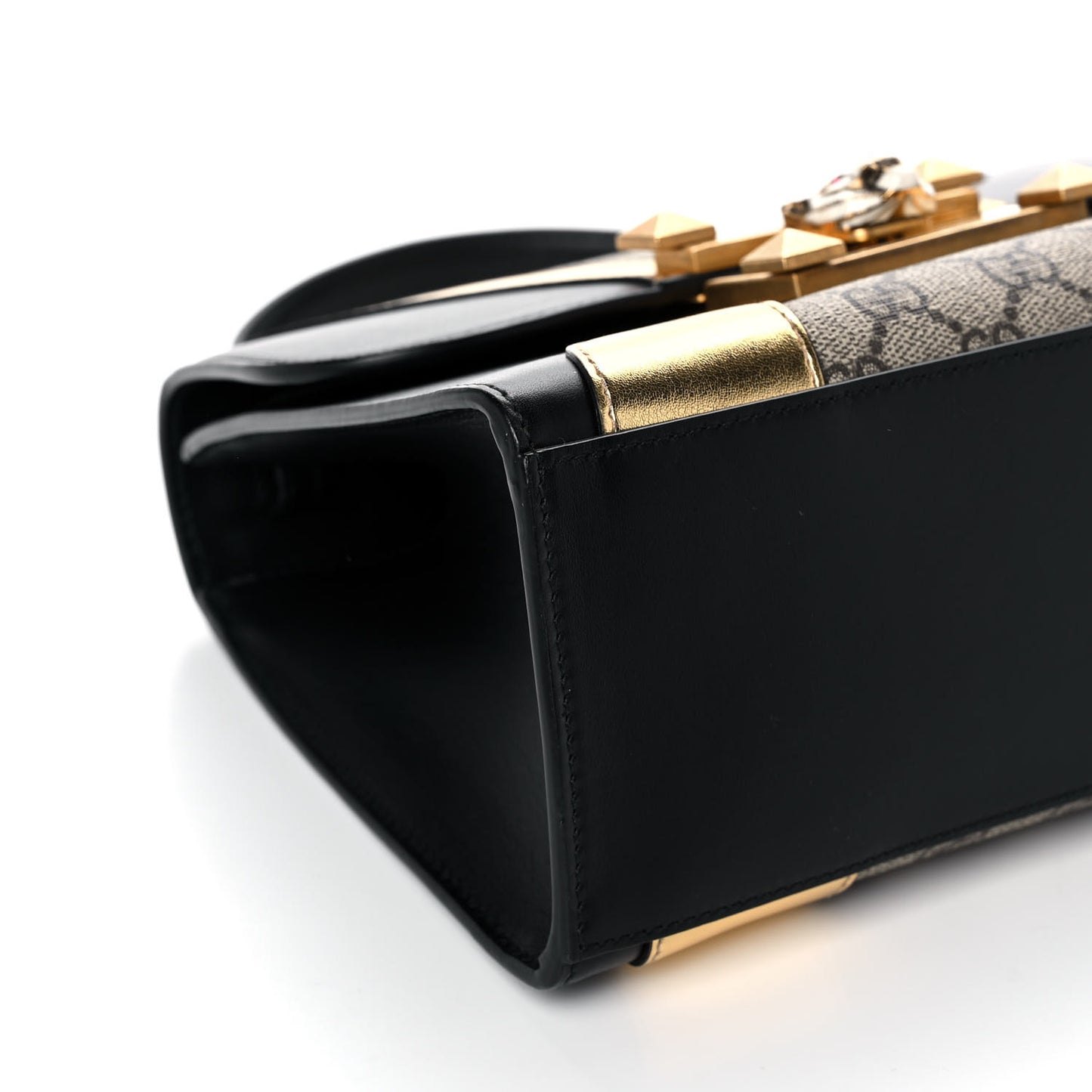 GG Supreme Monogram Small Osiride Top Handle Bag Black Gold