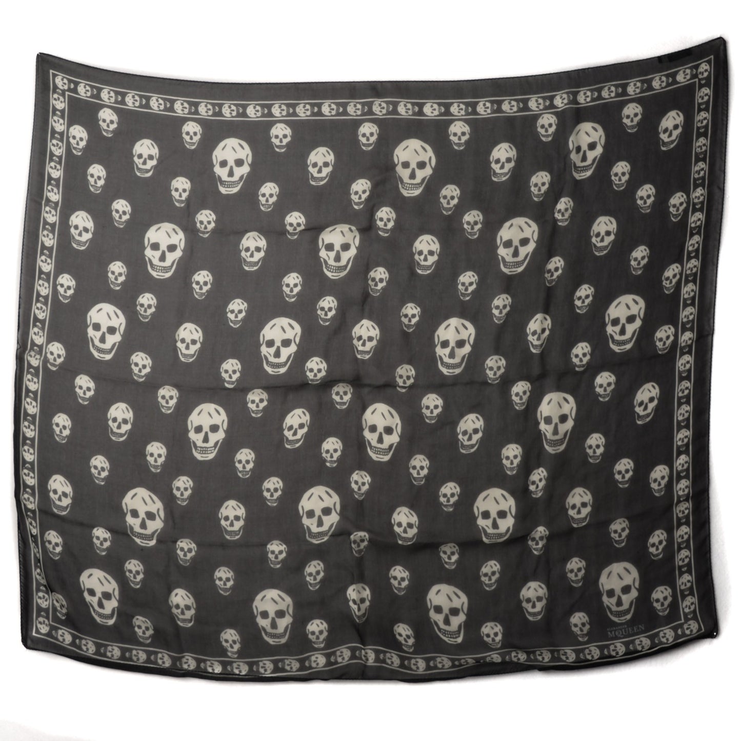 Silk Chiffon Skull Scarf Black Ivory