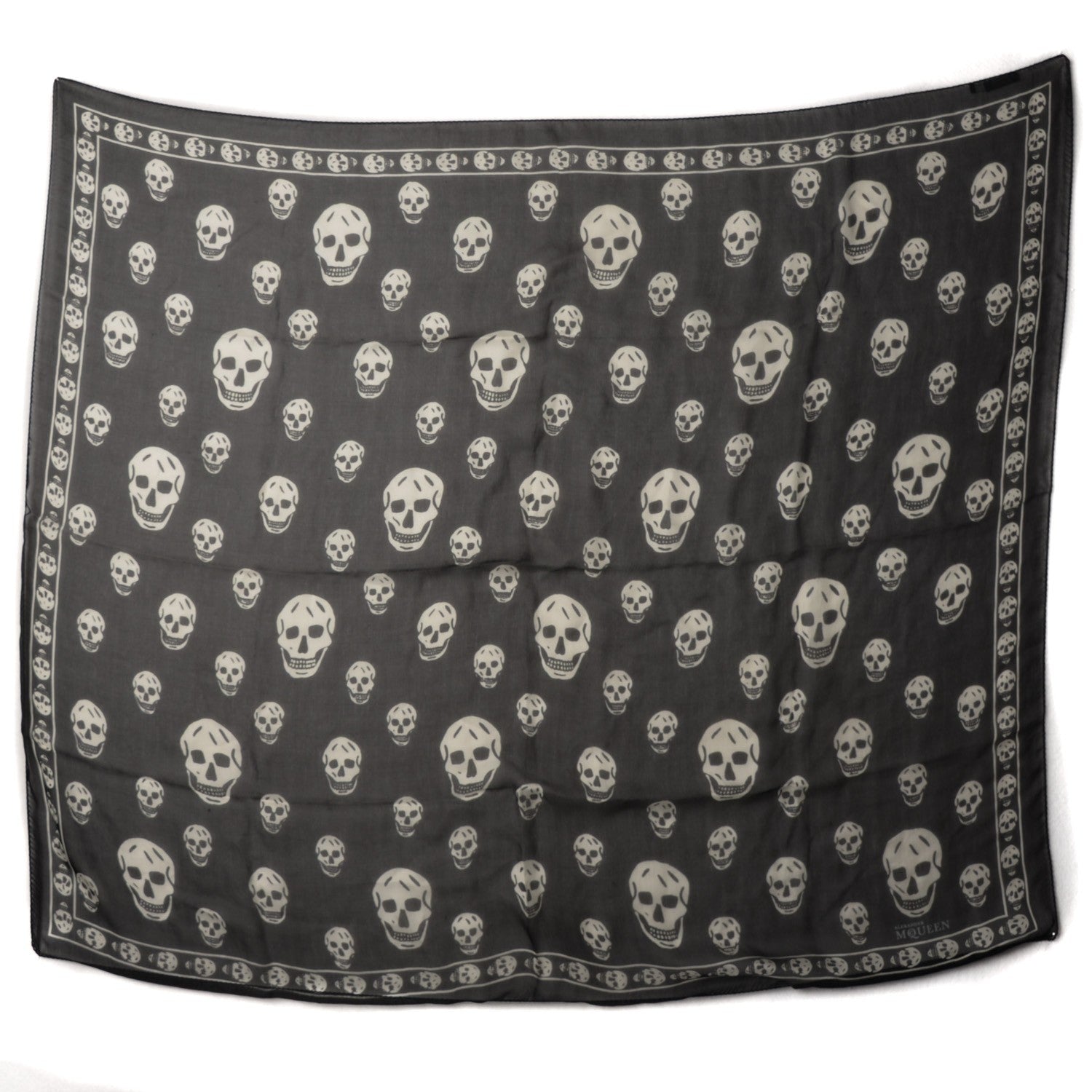 Alexander McQueen Silk Chiffon Skull Scarf Black Ivory 2 of 6