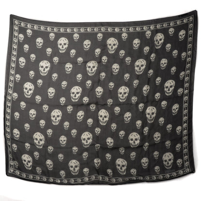 Alexander McQueen Silk Chiffon Skull Scarf Black Ivory 2 of 6